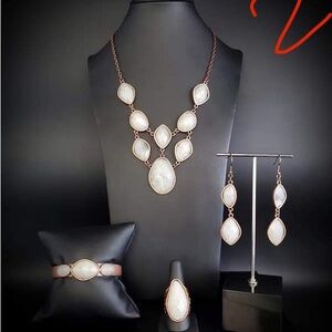 Costume jewelry- Elegant Copper  and White Jewelry Set